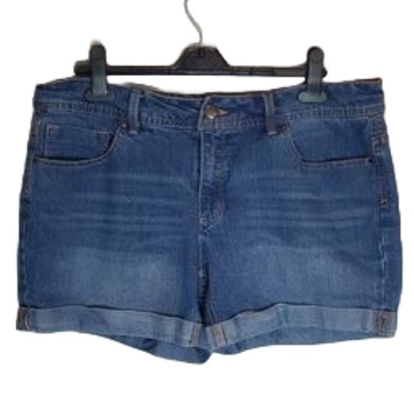 Fire & Gold Cuffed Denim Mid-Rise Shorts SZ 14 - Picture 1 of 7